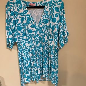 Lilly Pulitzer Turquoise and White Top